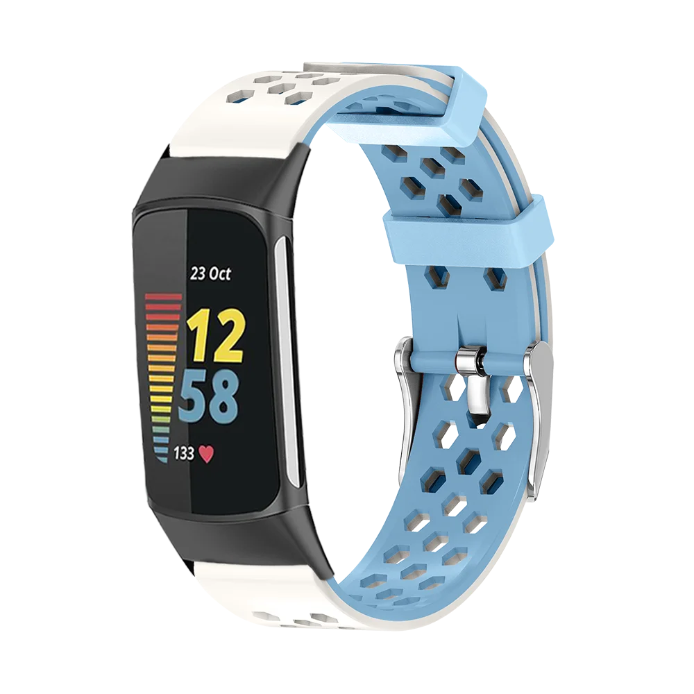 حزام ساعة سيليكون لـ Fitbit Charge3 Charge4 Charge5 مشبك مربع سداسي سريع الإصدار سوار ساعة ذكية متين للرجال والنساء