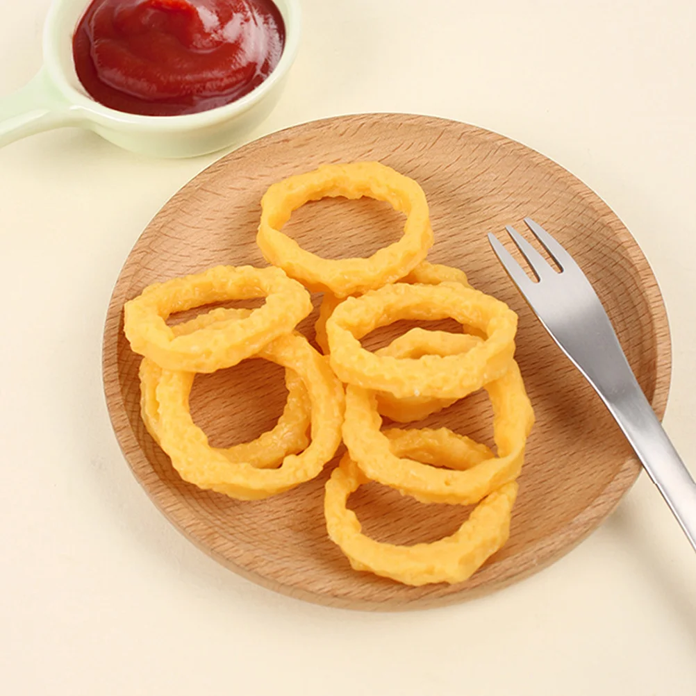 

14 Pcs Simulated Food Simulation Fake Scampi Fries Toy Artificial Imitated Squid Rings Pvc Fried Prop Realistic Model Bride