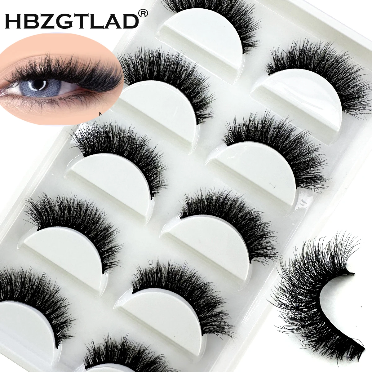 5 คู่ขนตาปลอม 3D Mink ขนตาปลอมธรรมชาติหนา Long Eye Lashes แต่งหน้าขนตาสั้นความงามเครื่องมือขยาย