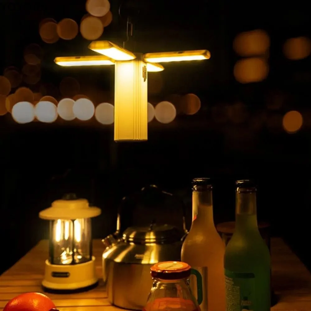 

USB Rechargeable Camping Light Warm White Light Power Indicator Emergency Lamp Collapsible Design Foldable Lantern Tent Pendant