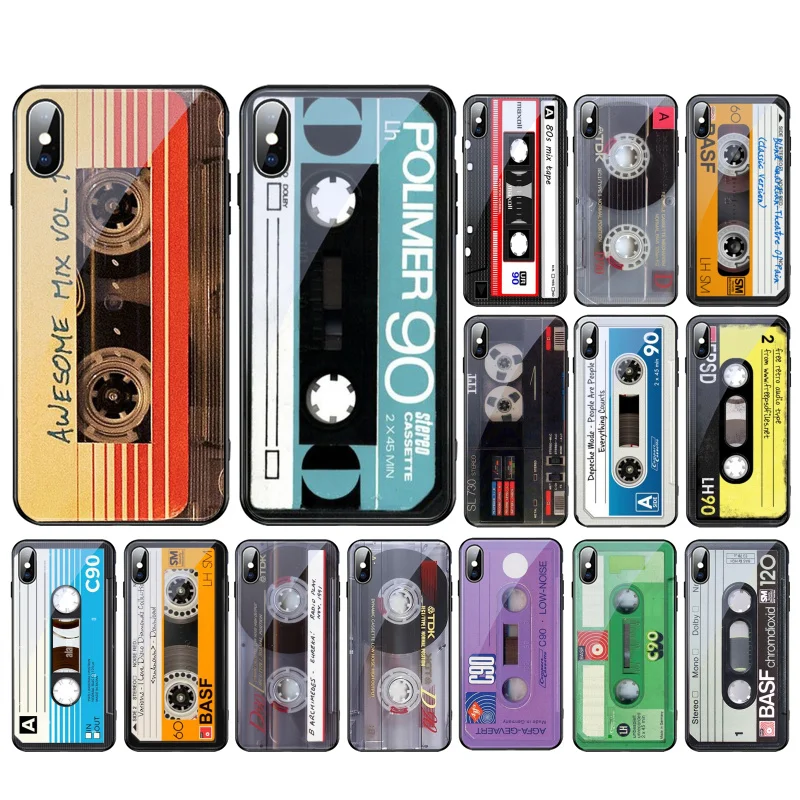 

Retro Cassette Tape Glass phone case For iphone 15 14 13 Pro Max 12 11 Pro Max XS Mobile Phone Case Funda