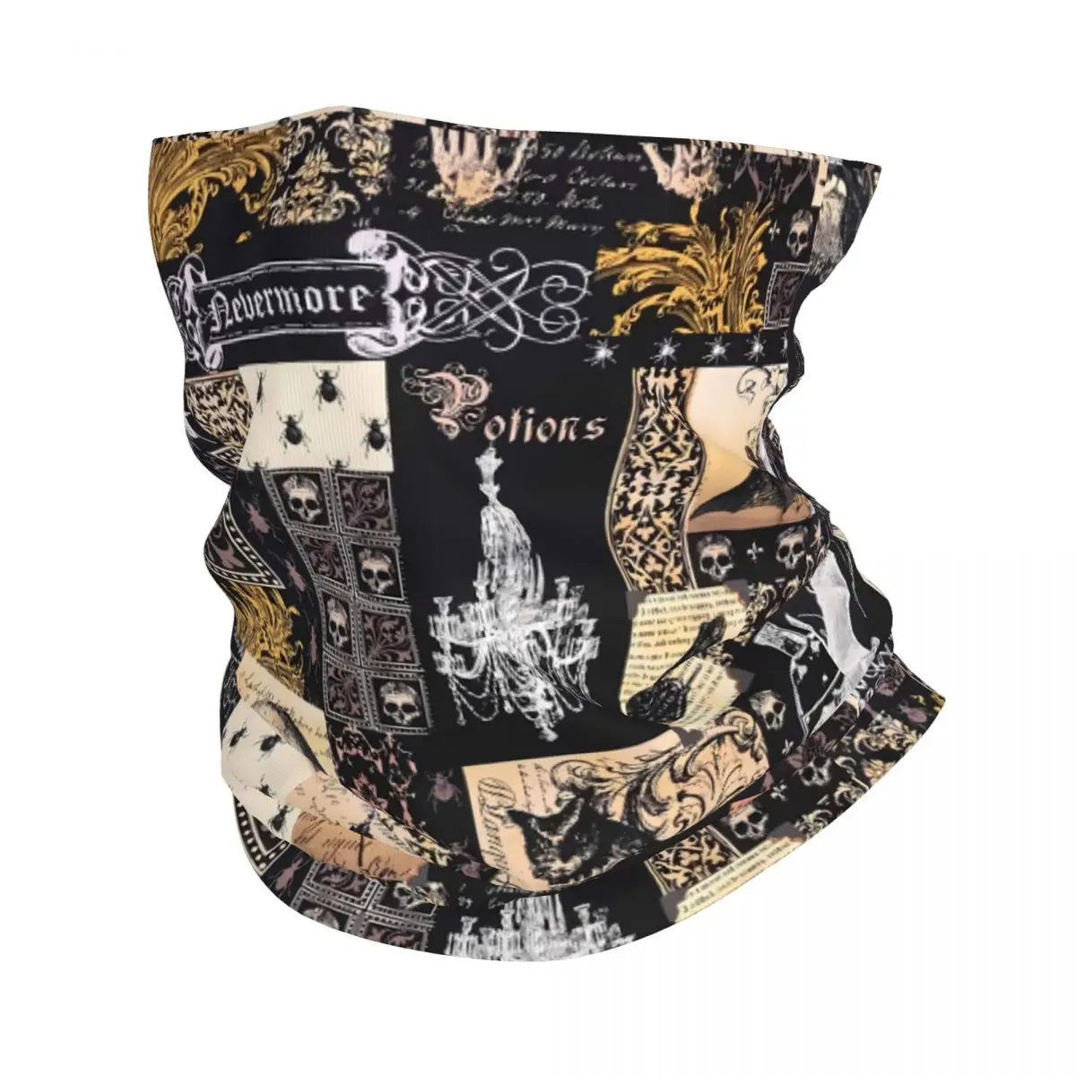 Raven Skull Damask Thin Wrap Scarf Bandana Halloween Neck Gaiter Face Cover Headband