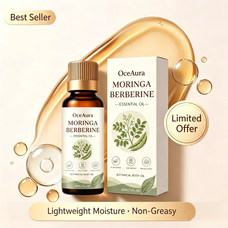 30/60/90ml Natural Moringa Body Massage Oil Plant Extract Gentle Hydrating Non Sticky Skin Care Essential Oil For Full Body Use