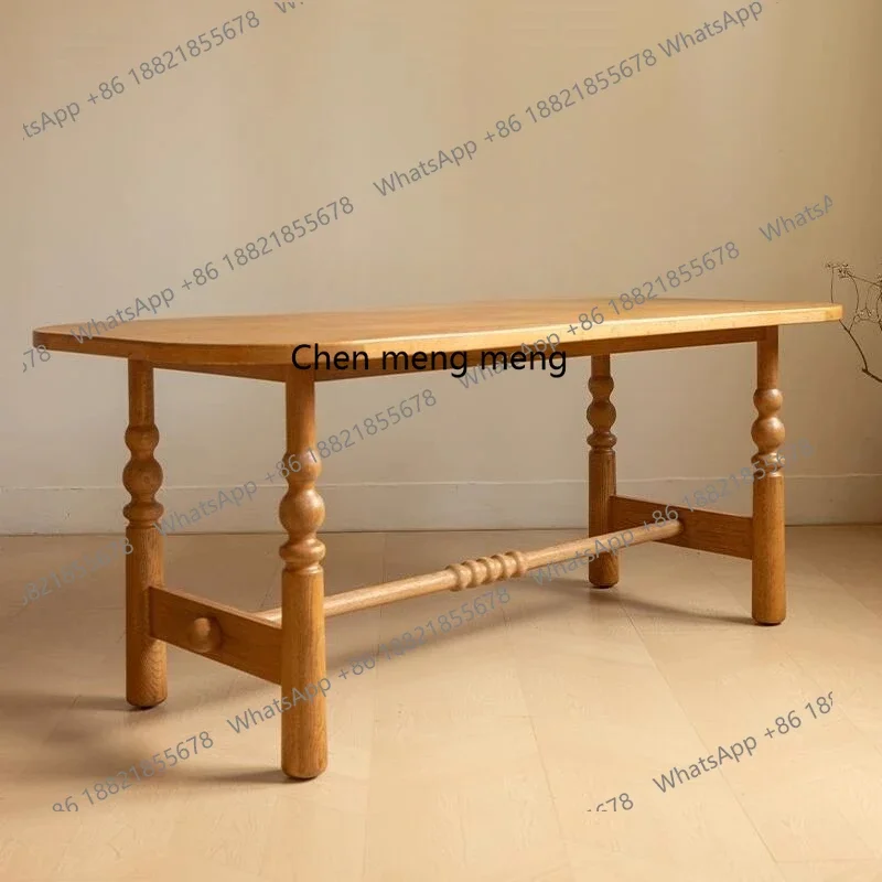 02A New long dining table exquisite solid wood high-end medieval, retro restaurant