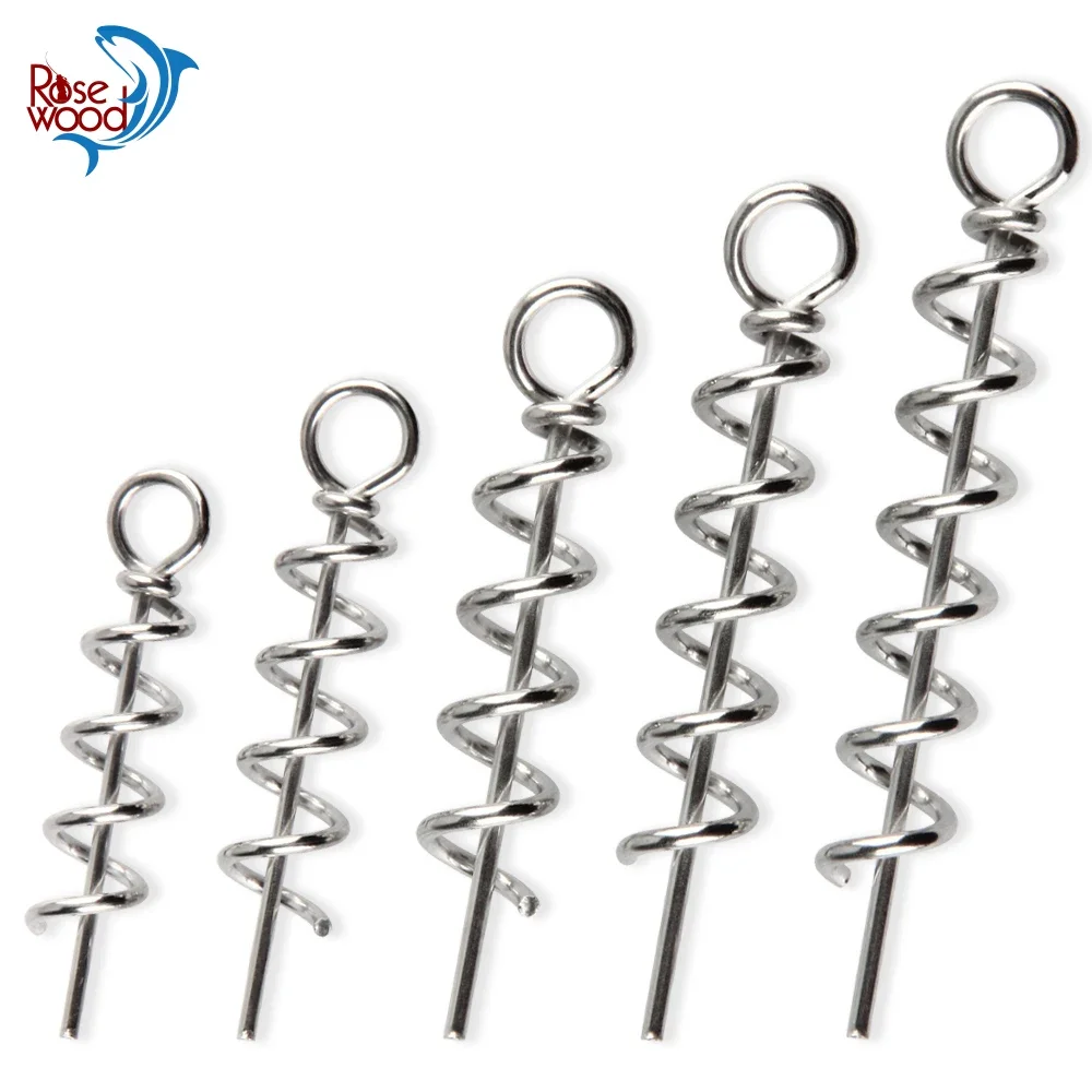 Rosewood Fishing Pins Spring Twist Lock 30mm 35mm 40mm 45mm 50mm Soft Bait Screw Worm Centering Fixed Latch Needle Accessories