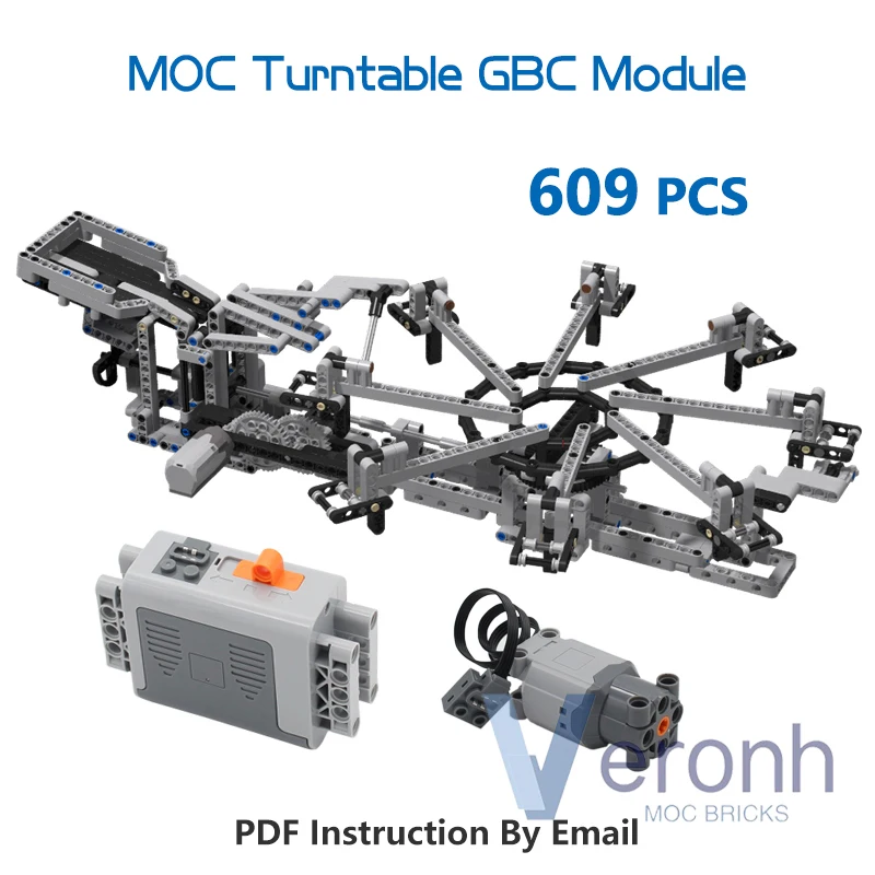 

609 Pcs Turntable GBC Module Set MOC Building Blocks Liftarm Ball Contraption with PF Electric High-tech Brick Kid Assembly Toys