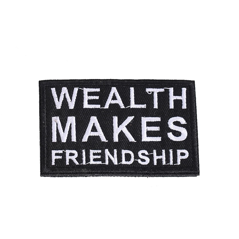 Wealth Makes Friendship Morale Patch Set, Klettverschluss, taktisches Abzeichen für Rucksack, Jacke, Hut, Outdoor-Ausrüstung, Geschenk für Militärfans – Detail 2