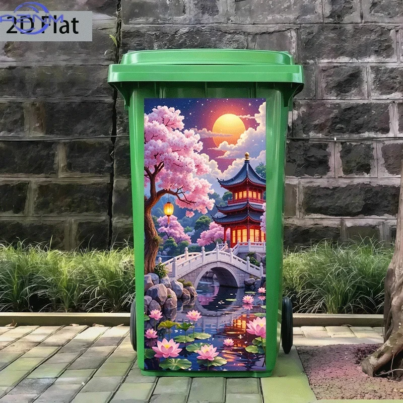 2D Flat Printing 1pc Trash Can Sticker  