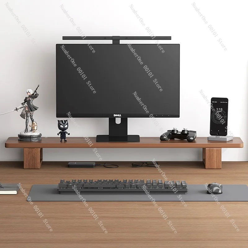 Solid wood computer monitor heightening rack, office desktop shelf, shelf
