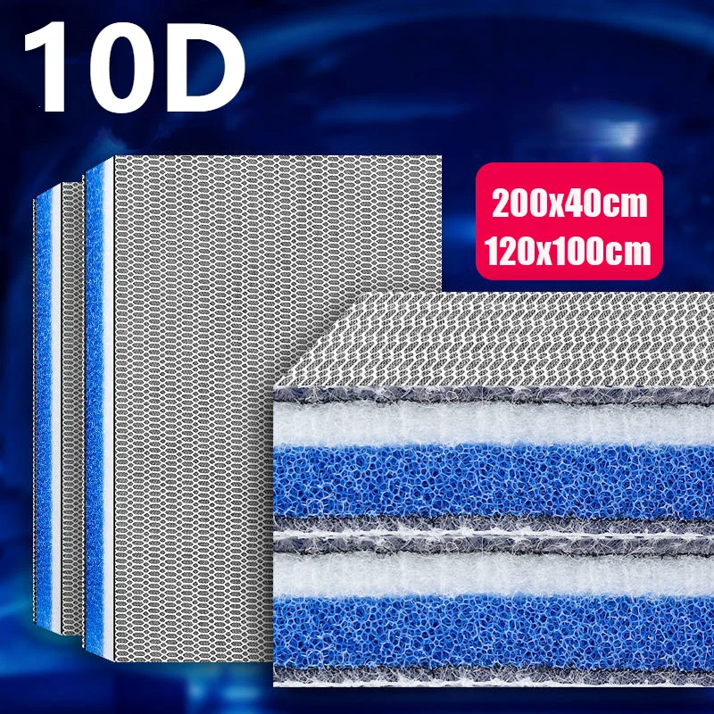 

10D Aquarium Filter Sponge Media Upgraded 8-Layer No Glue Filter Pads Fish Tank Skimmer koi Pond Filter Cotton Accessories