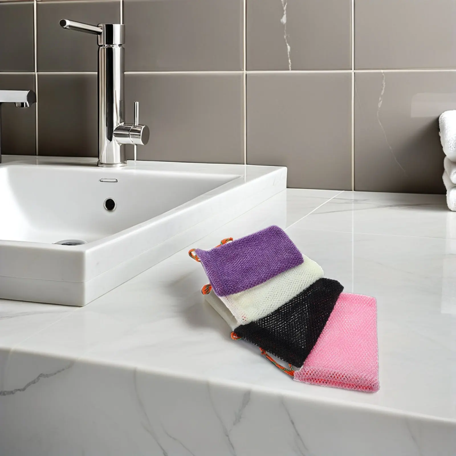 

4Pcs Exfoliating Soap Bags Mesh Foaming Net Pouch for Bar Soap Quick Dry Anti-Slip Shower Scrubber Travel Bath Body Wash African