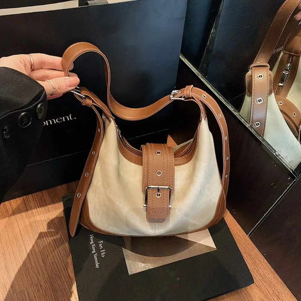 

Simple Hobo Shoulder Bag Vintage Hobo Bag Saddle Bag Buckle Underarm Bag Minority Design Fashionable Crescent Bag Travel