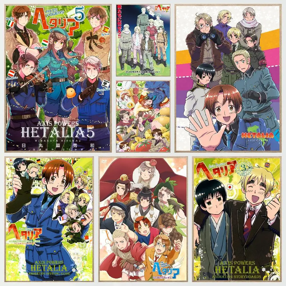 Póster autoadhesivo de dibujos animados de Hetalia Axis Powers, arte para habitación, entrada, restaurante, decoración de pared, pintura artística