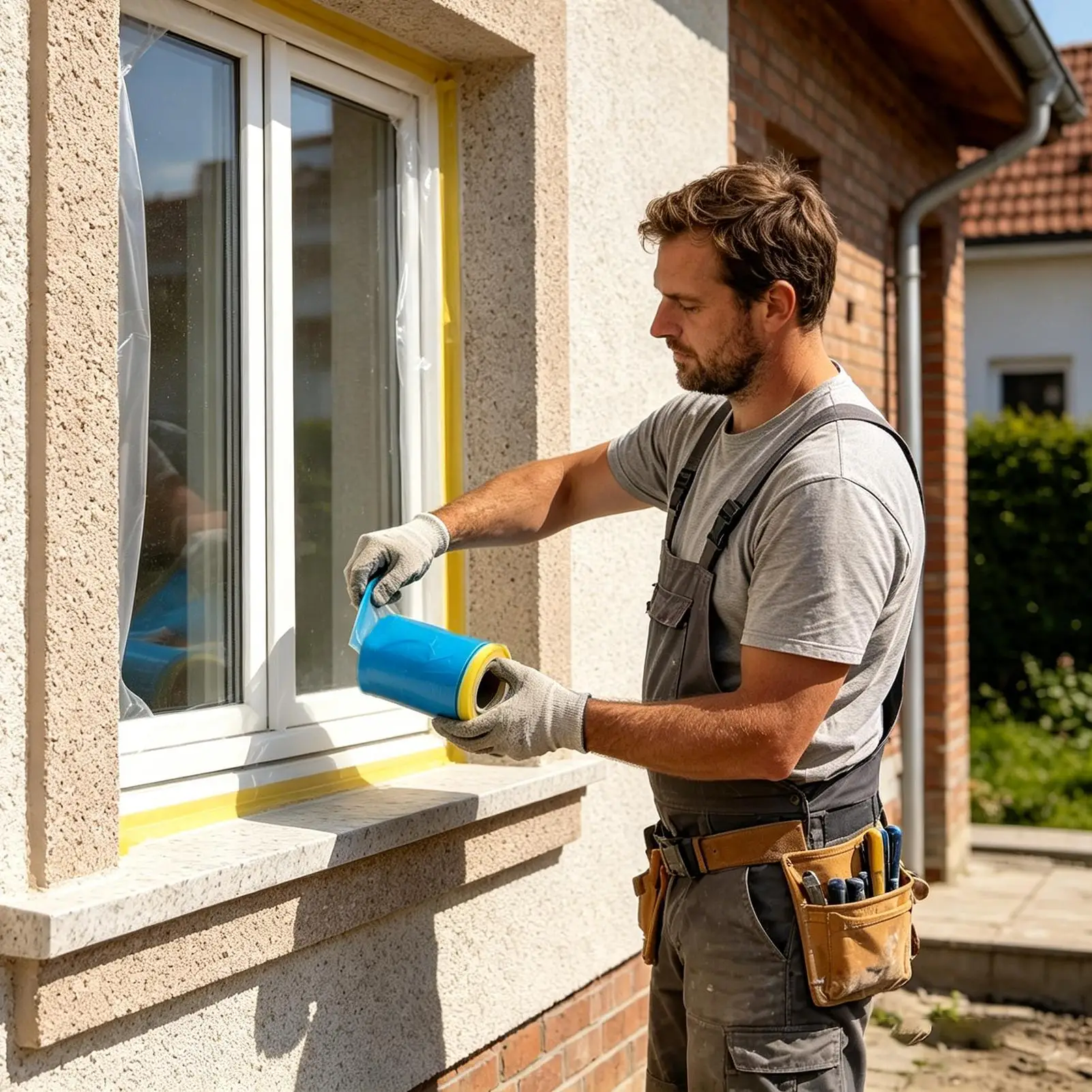 

Защитная пленка для маскирования, 4 рулона, 21 дюйм x 82 фута, самоклеящаяся, для покраски, для кузова автомобиля, стен, шкафов