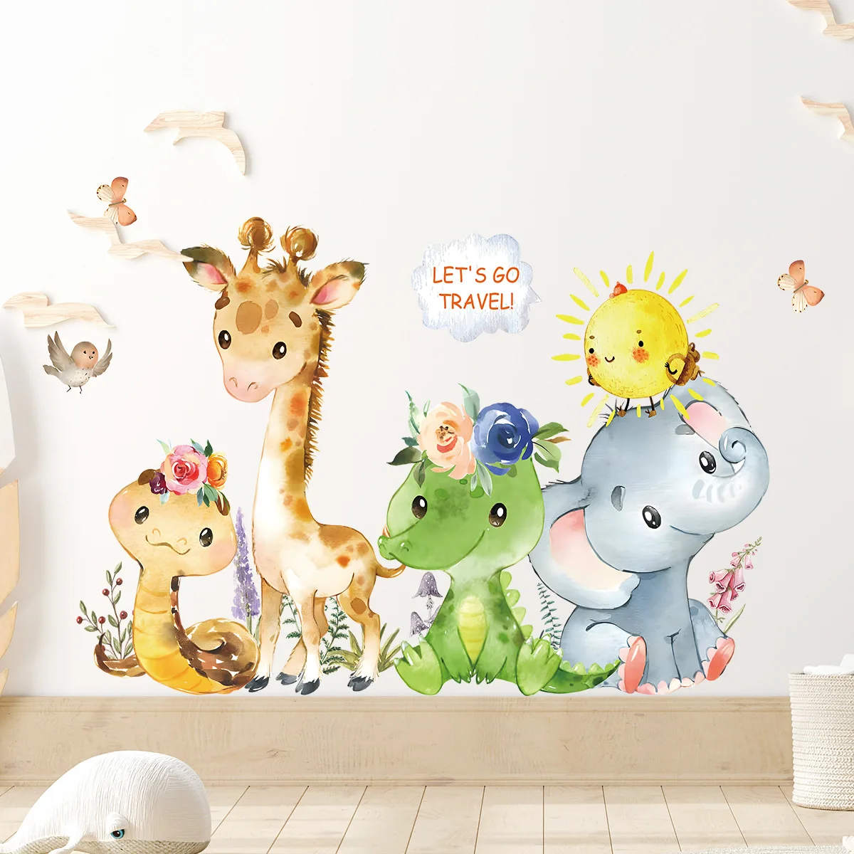 1Pcs Cartoon forest tree cute little animal dandelion self-adhesive wall stickers children\'s room decoration stickers