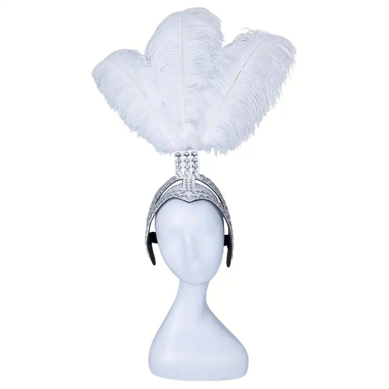 Carnival Headpiece Adorned with Rhinestones And Detachable DIY Feathers Featuring Stage Performances And Adjustable in Size