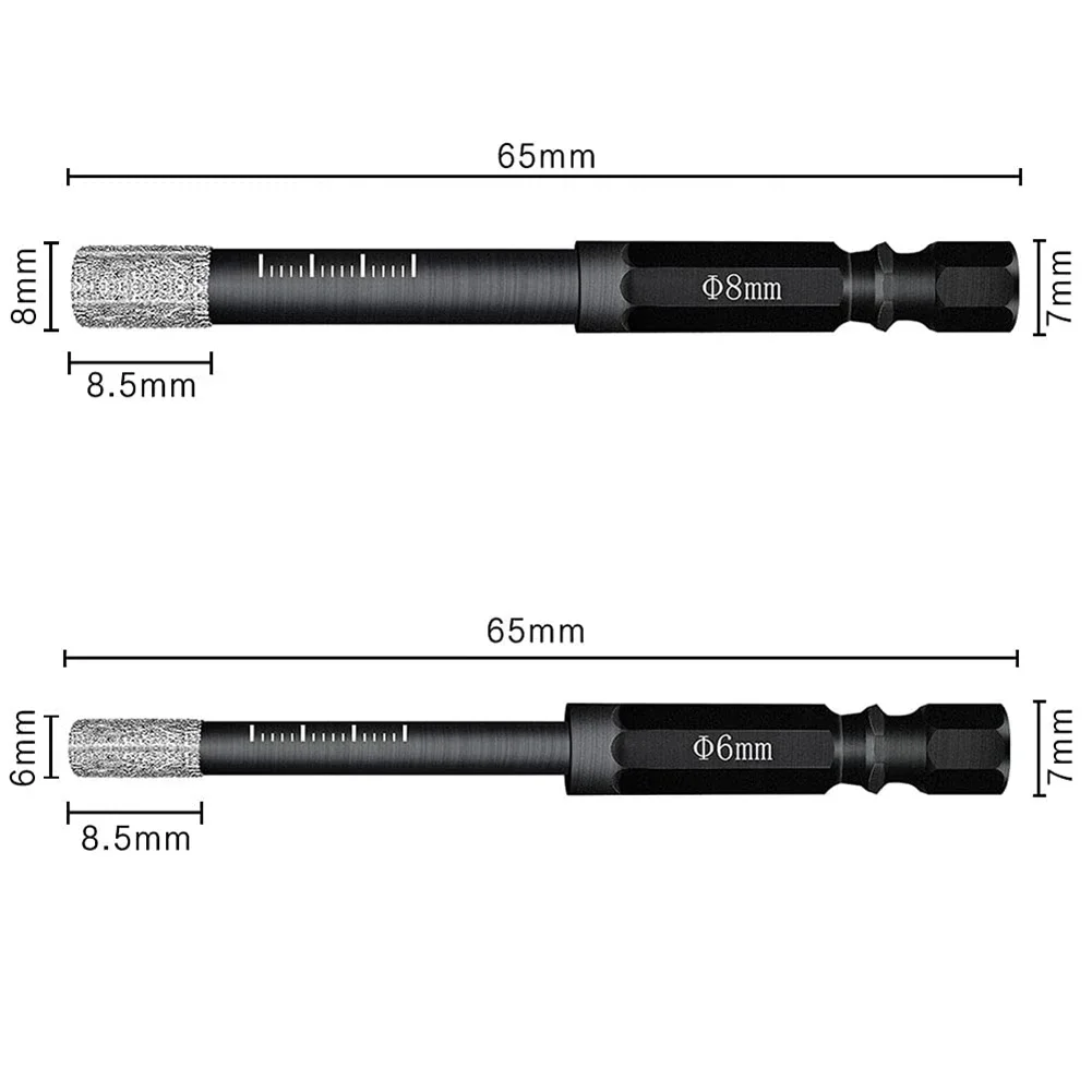 Bộ 2 Chuôi Lục Giác Kim Cương Khô Khoan 6Mm 8Mm Lỗ Cưa Cắt Khoan Công Cụ Đá Hoa Cương Đá Cẩm Thạch gạch Men Thủy Tinh