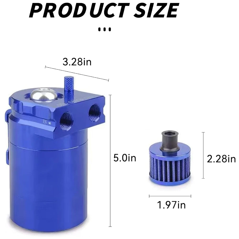 Oil Catch Can Kit 300ml Baffled Aluminum Polish Baffled Car Oil Separator Catch Can with Fuel Line Hose Kit Universal Car - view 2