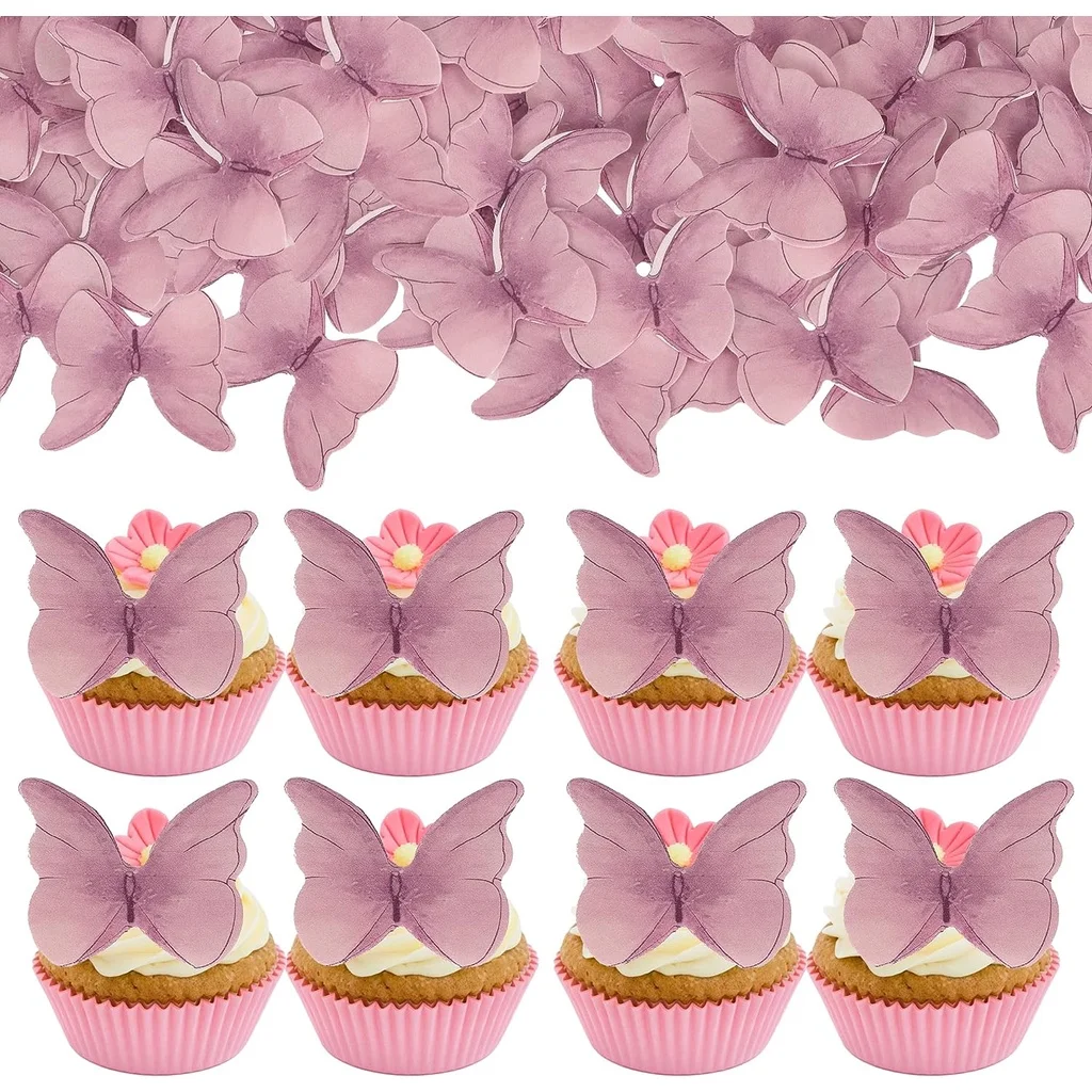48 Stück Waffelpapier-Schmetterlinge Kuchendekoration 3D Rosa Blaue Schmetterlinge Cupcake-Topper für Hochzeit Geburtstag Babyparty Kuchenbackdekoration – Detail 7