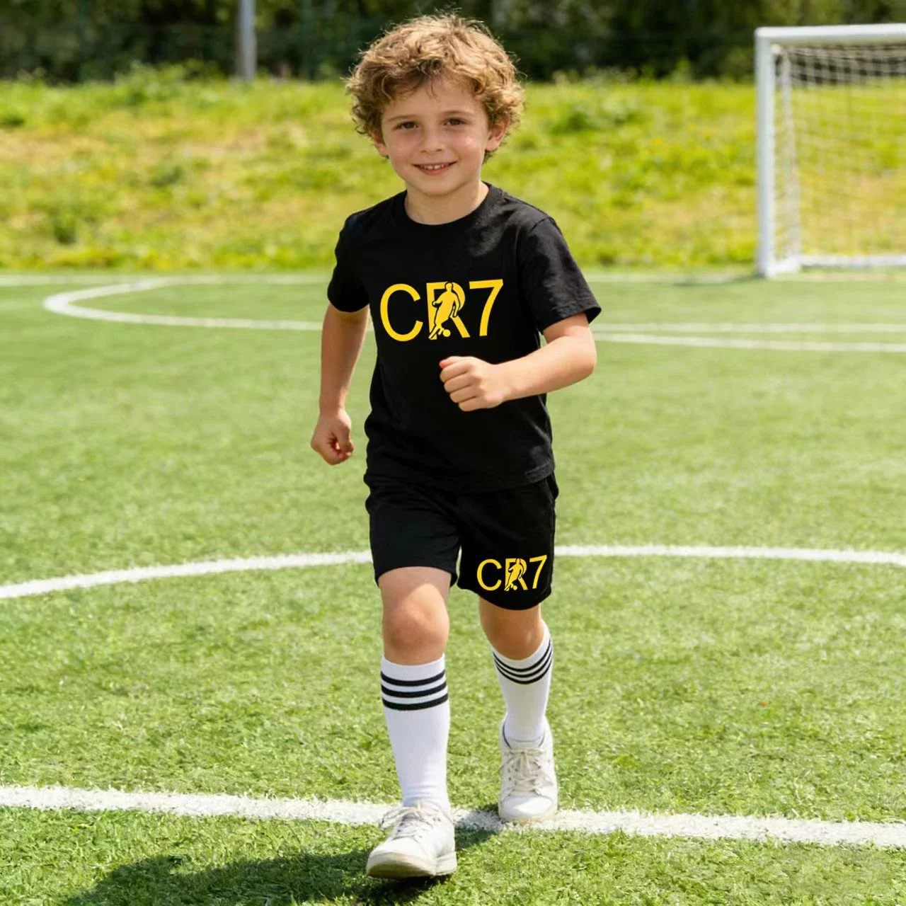 

Kids 2P Summer Outfit Letter Print T-shirt & Shorts Set Casual Sports Short Sleeve Suit for Boys Girls 3-12Y