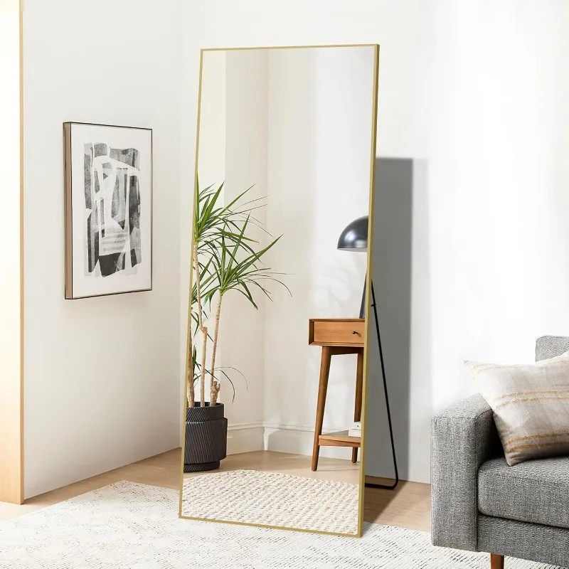 64x21 Inch Full Length Mirror, Aluminum Alloy Frame Floor Mirror, Large Mirror Free-Standing Hanging or Leaning, Full Body