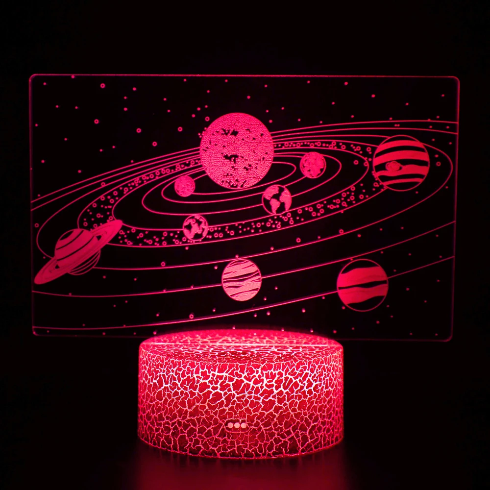 Solar System 3D Illusion Optical Lamp Universe Space Galaxy Night Light for Kids 7 Colors Changing Home Decoration Birthday Gift