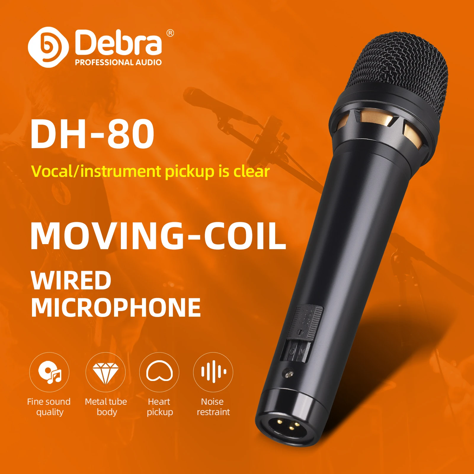 FORKET DH-80 Dynamic Wired Microphone Recording Microphone, XLR Audio Interface, Suitable For Webcasting,K Song Recording