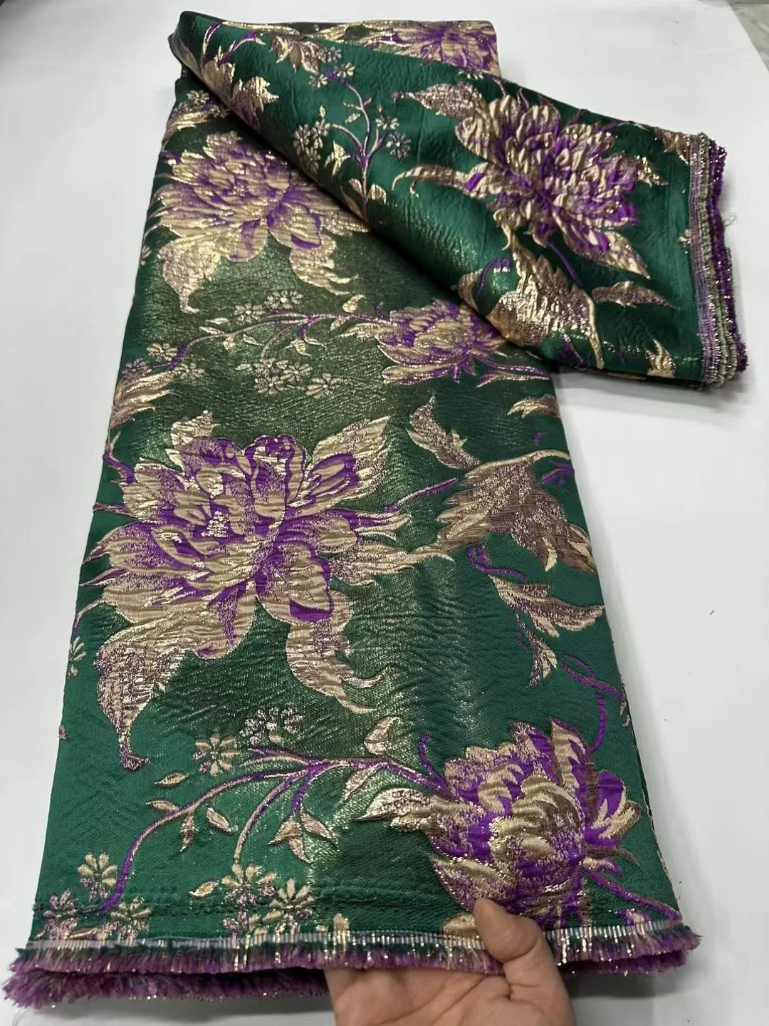 

African Brocade Jacquard Organza Lace Fabric 2025 Latest High Quality Nigeria Net Tulle Lace French Gilding Lace for DressCW6300