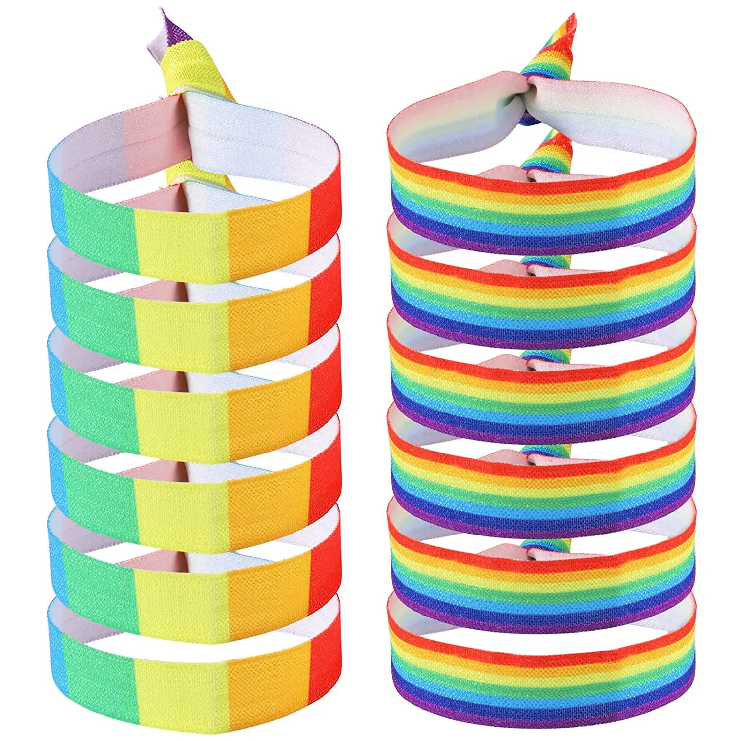 2 PCS/LOT LGBT Pride Rainbow Strap Bracelet Elastic HairBand Party Wristband Unisex Lucky Jewelry Gay Friendship Gifts