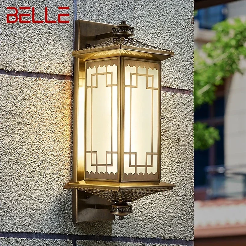 

BELLE Contemporary Solar Brass Outdoor Wall Lamps Simplicity Waterproof Creative Balcony Hallway Courtyard Villa Gate Hotel