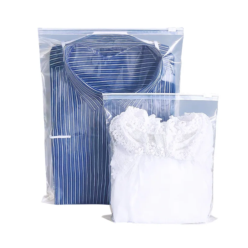 StoBag 50pcs Transparent Clothing Packaging Zipper Bags Plastic Clear Travel Sealed Reusable Ziplock Storage Pouches Wholesale