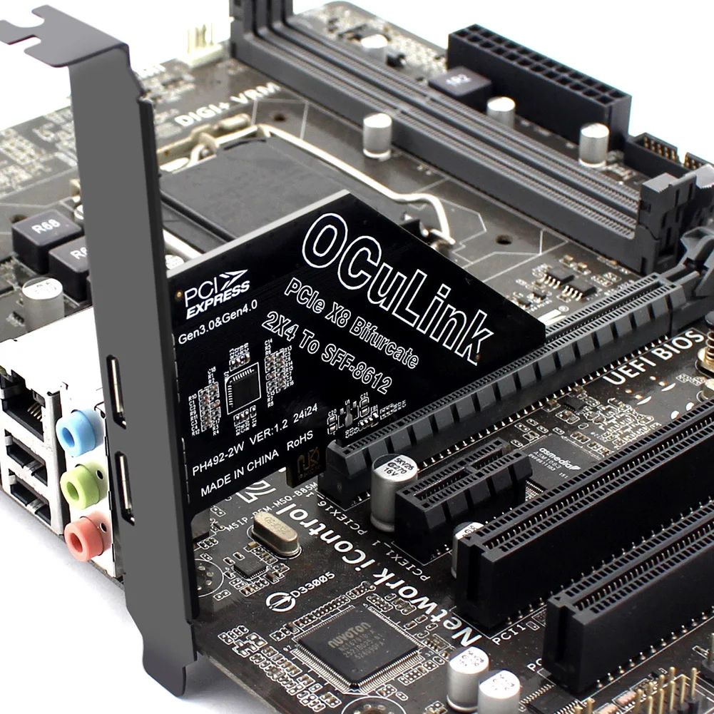 

PCIeX8 To 2 Port Oculink SFF 8611 8612 Convert Card Support PCIe 4.0 PCIE External Oculink Adapter for Os /Windows / Linux