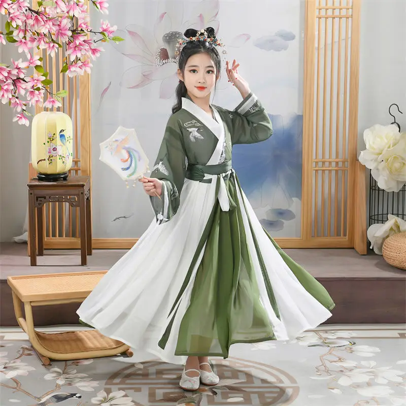 Hanfu – Costume chinois ancien pour enfants, vêtements traditionnels de danse folklorique pour garçons et filles