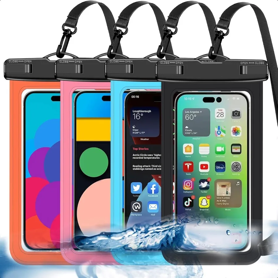 

[Up to 8.3] 4 Pack Multicolor Universal Waterproof Phone Pouch Large Phone Waterproof Case Dry Bag Protection Level: IP68 Outdo