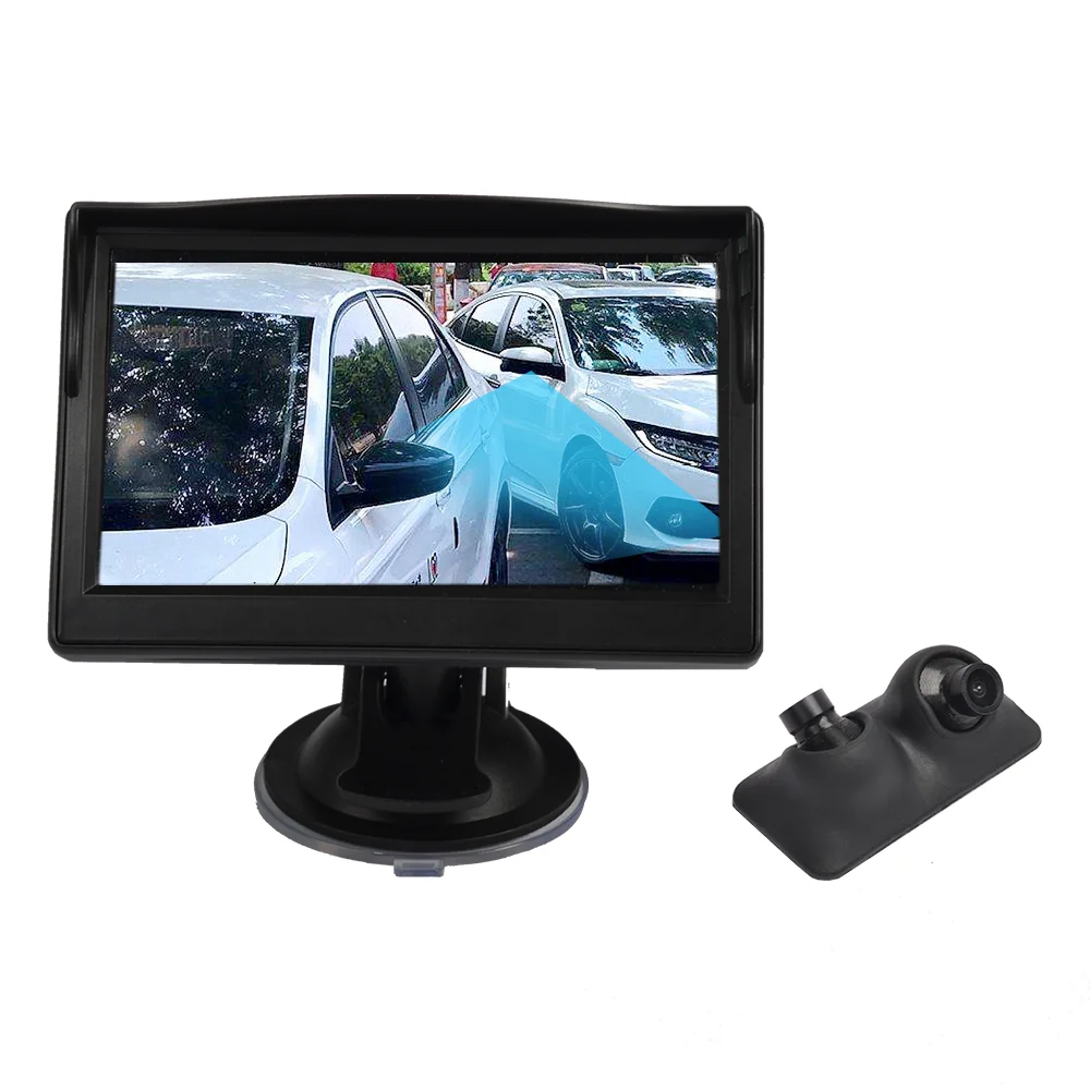 Aliotop 5 inch Monitor and dual side view camera kit Waterproof Rear Front View Camera System for Cars Vans Trucks