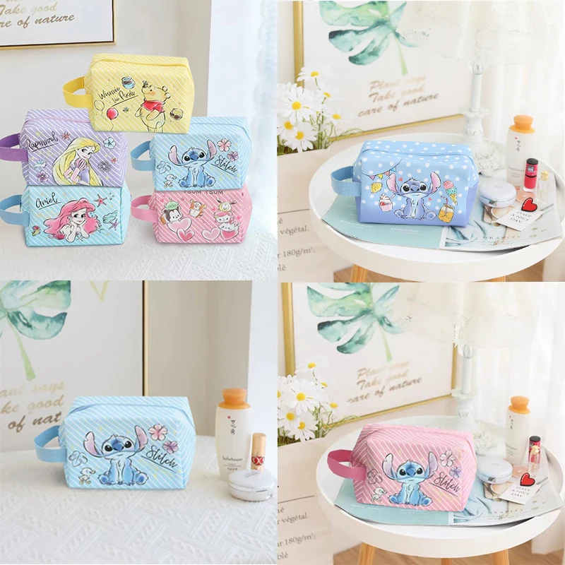 

Disney Stitch Girls Makeup Bag Cute Women's Bag Sanitary Napkin Cosmetic Key Headphone Medicine Sundries Storage bag Gift