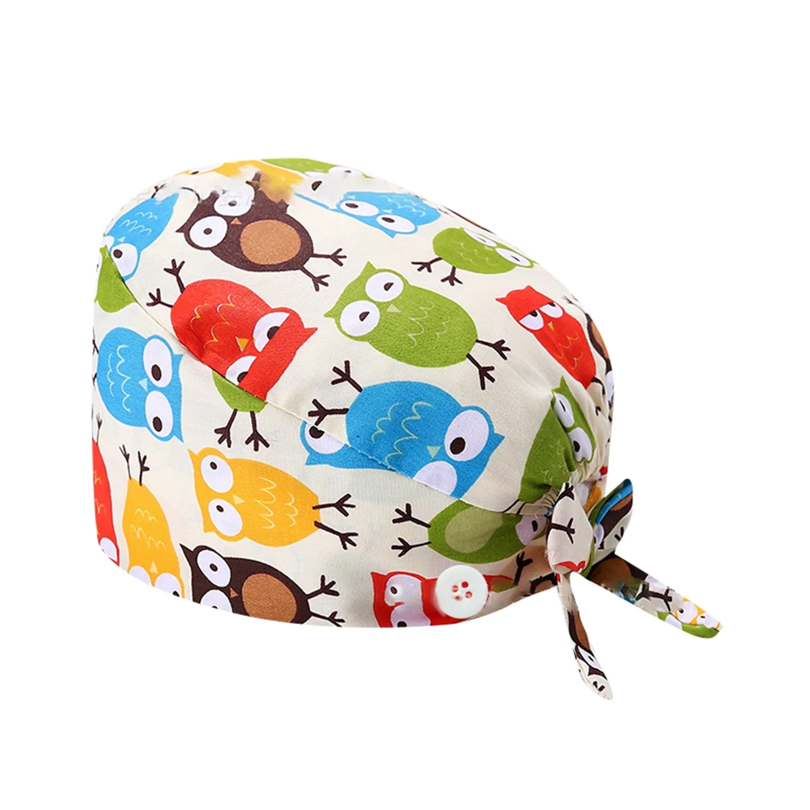 Womens Scrubs Caps Funny Print Work Hat With Buttons Cartoon Headscarfs Nurse Uniform Accessories Scrubs Cap Buttons Work Caps