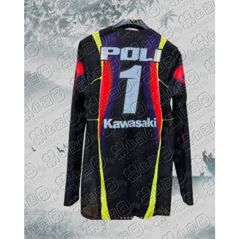 

Kawasaki Motorcycle Racing Team Men's T-shirt Long Sleeve Spring and Autumn Women's T-shirt 2025 New Sports POLI#1 Hot