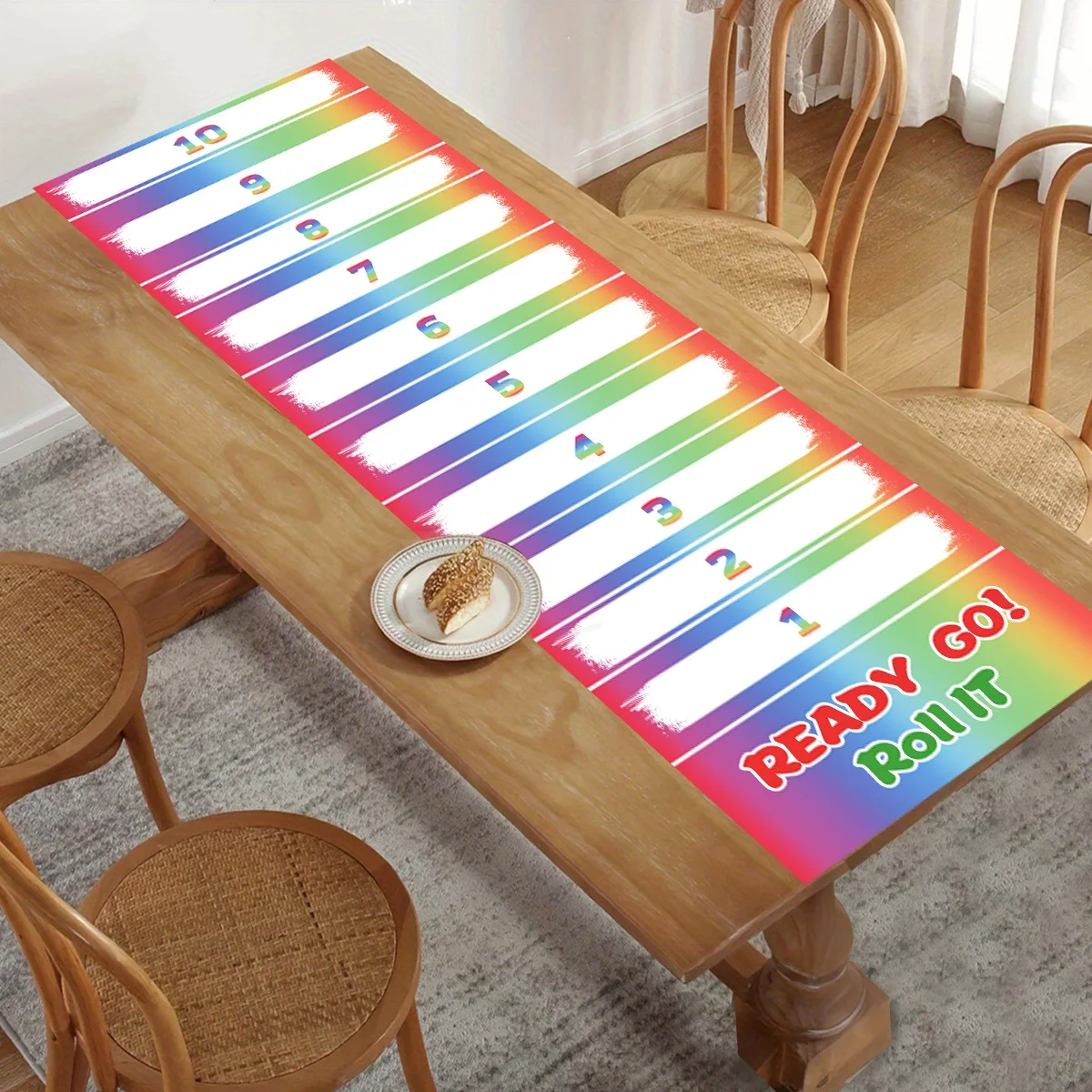 1pc Rainbow Scroll Scoring Game DIY Bottle Rolling Game Score Scroll for Family Gathering Party Supplies Birthday Party Decor