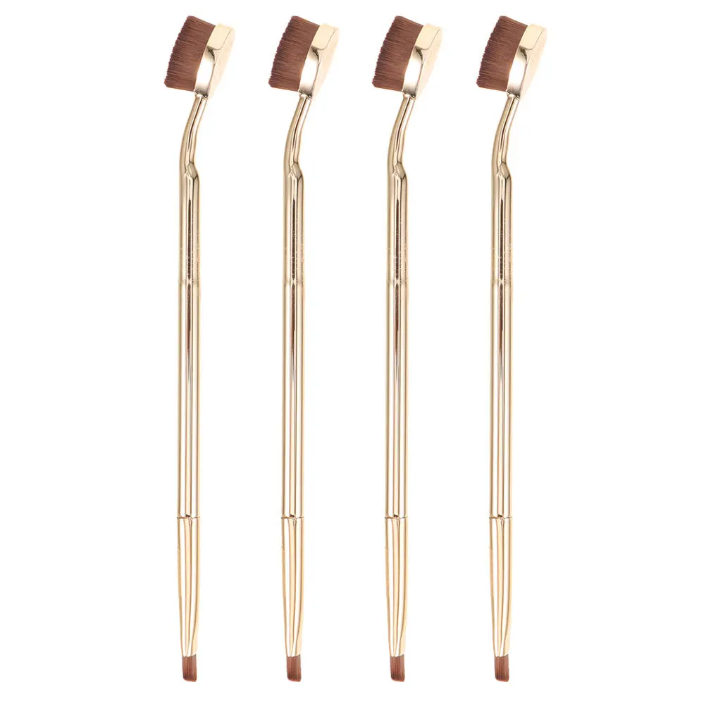 4 pezzi strumenti pennello correttore manico ergonomico a doppia estremità facile da trasportare sotto crema per gli occhi miscela di polvere pennelli per trucco strumenti cosmetici