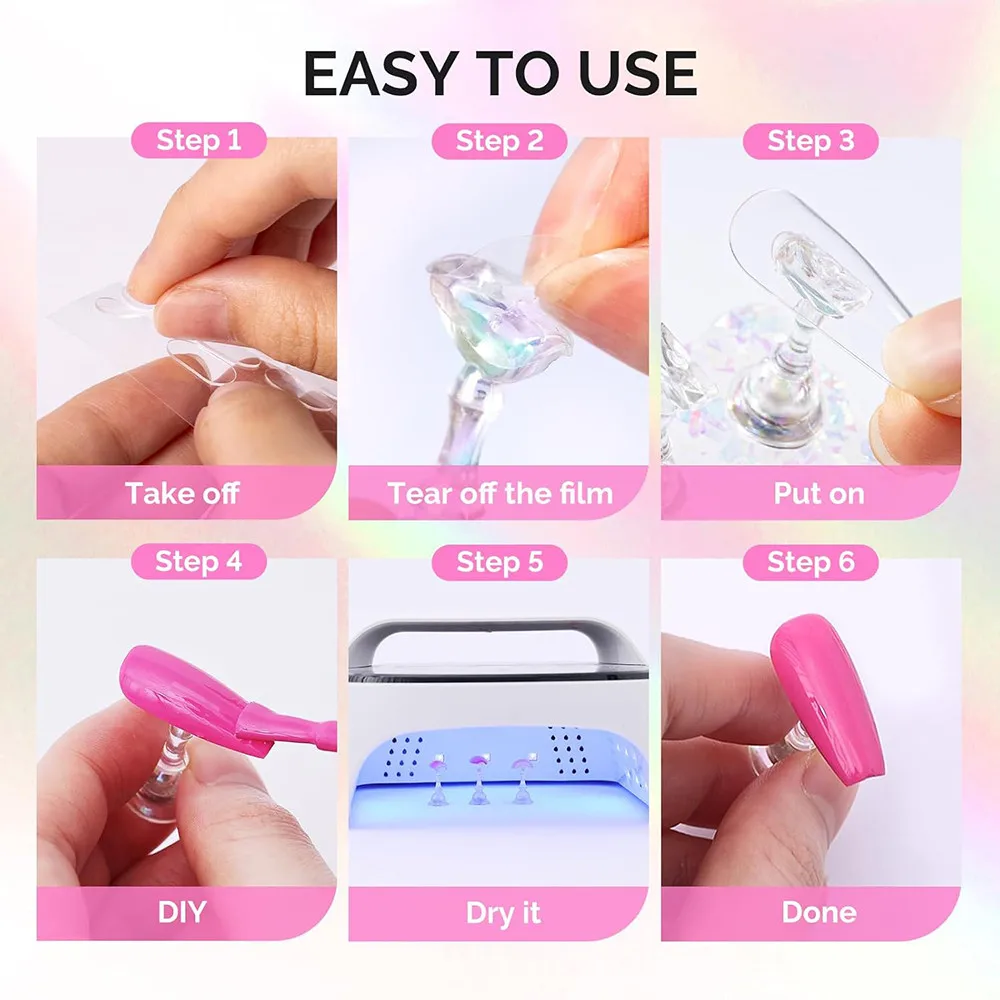 グリッターオーロラカラーのネイルスタンド、マグネット式ネイルチップホルダー、ネイルアート、フェイクネイルデザイン、再利用可能な接着ツール