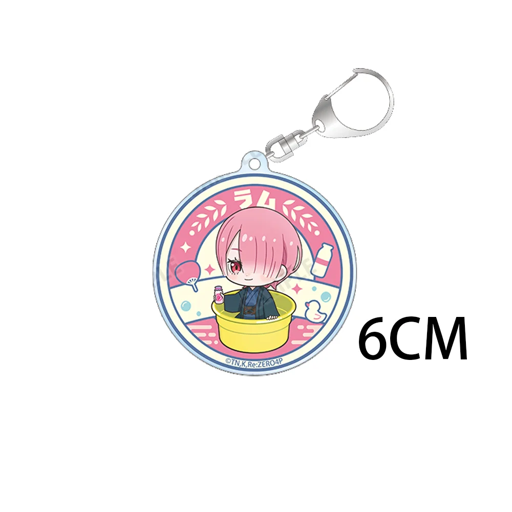 Re:ZERO -Starting Life in Another World Rem Emilia 6CM Cute Anime Acrylic Stand Keychain Badge 58MM Backpack Decoration Charm