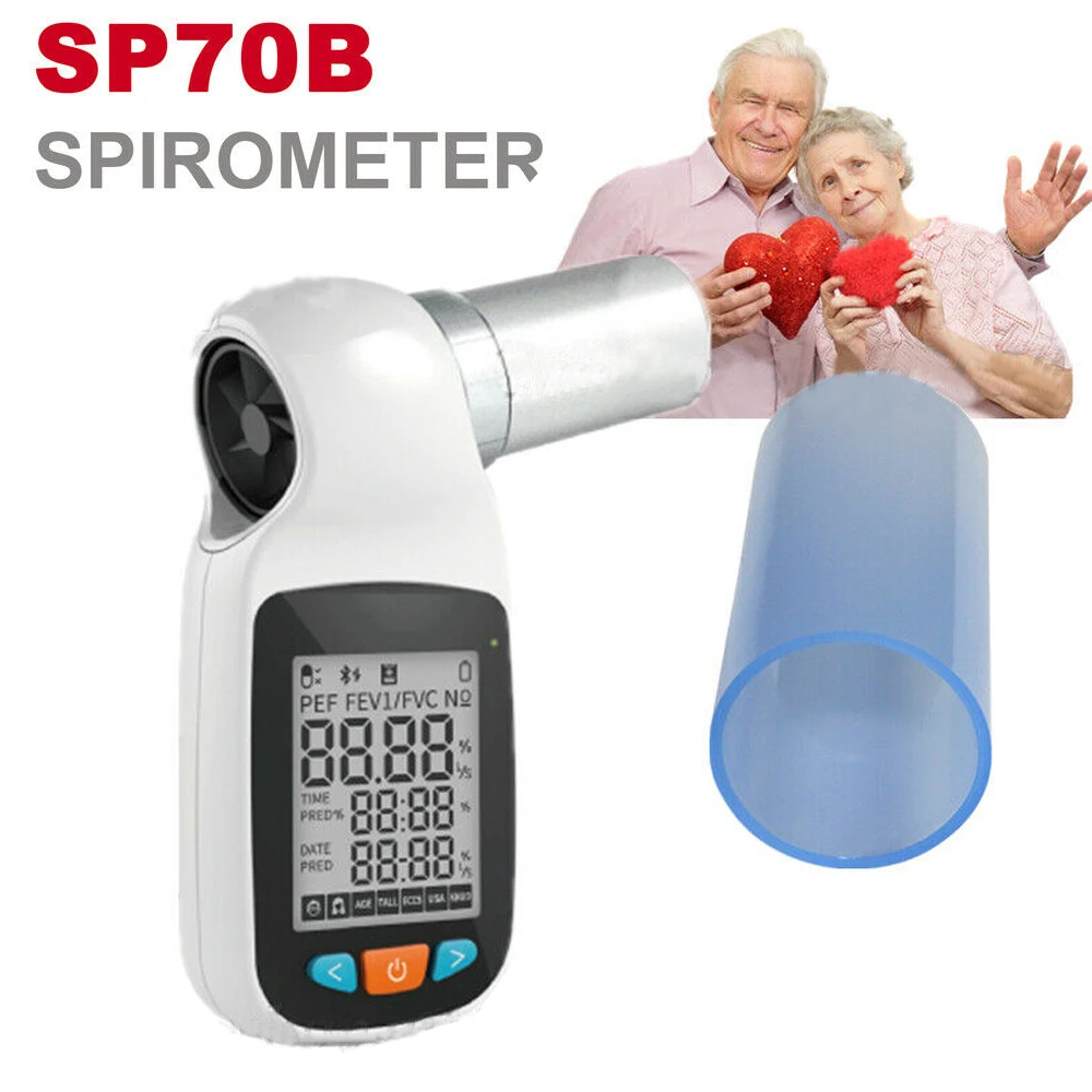 SP70B Digital Spirometer Bluetooth Espirometer Clinic Home Breathing Lung Fuction Diagnostic Device Mouthpieces with Software