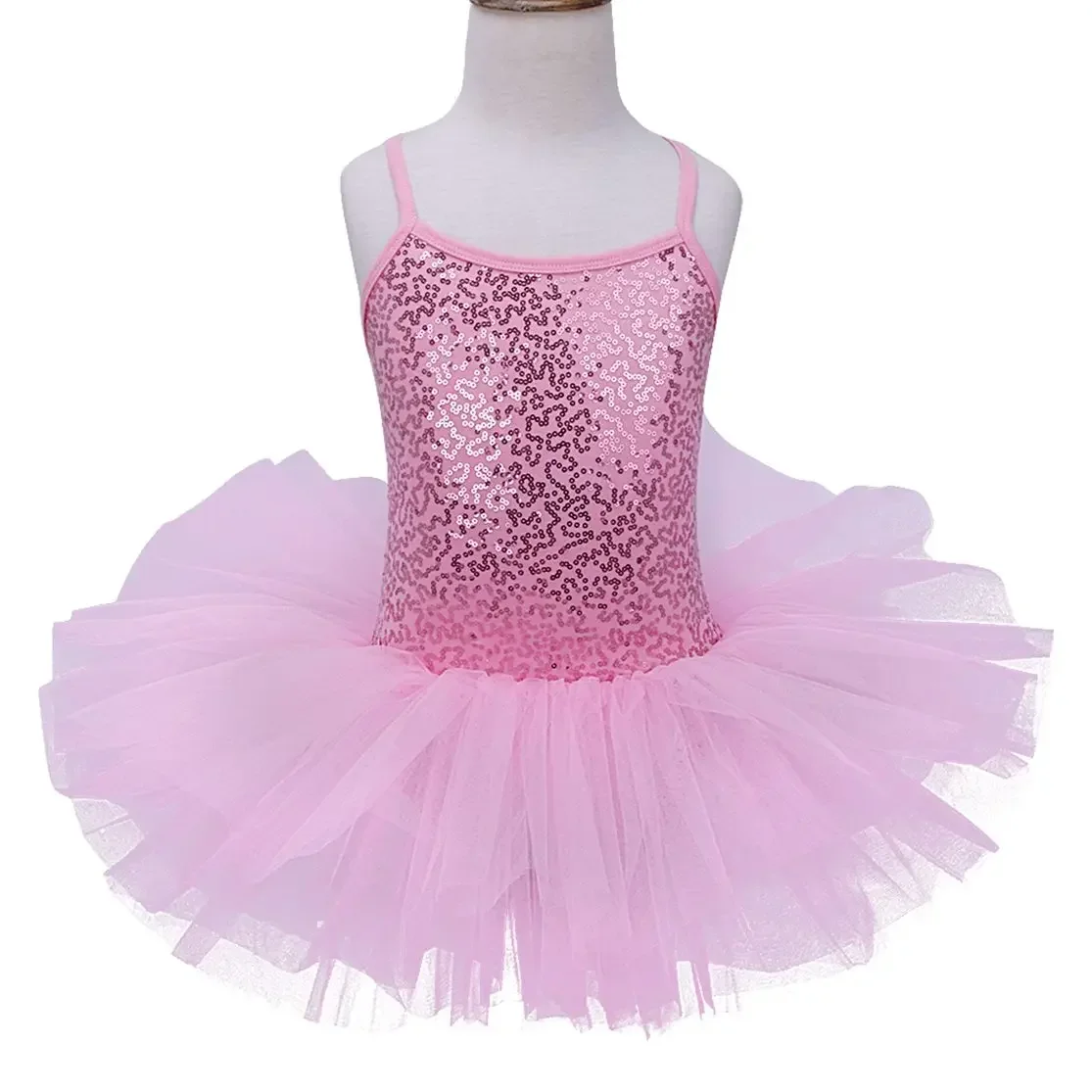 

Kids Girls Shiny Sequined Tutu Dress Ballet Clothing Dancewear Gymnastics Leotard Dress Professional Ballerina Dancing Costume