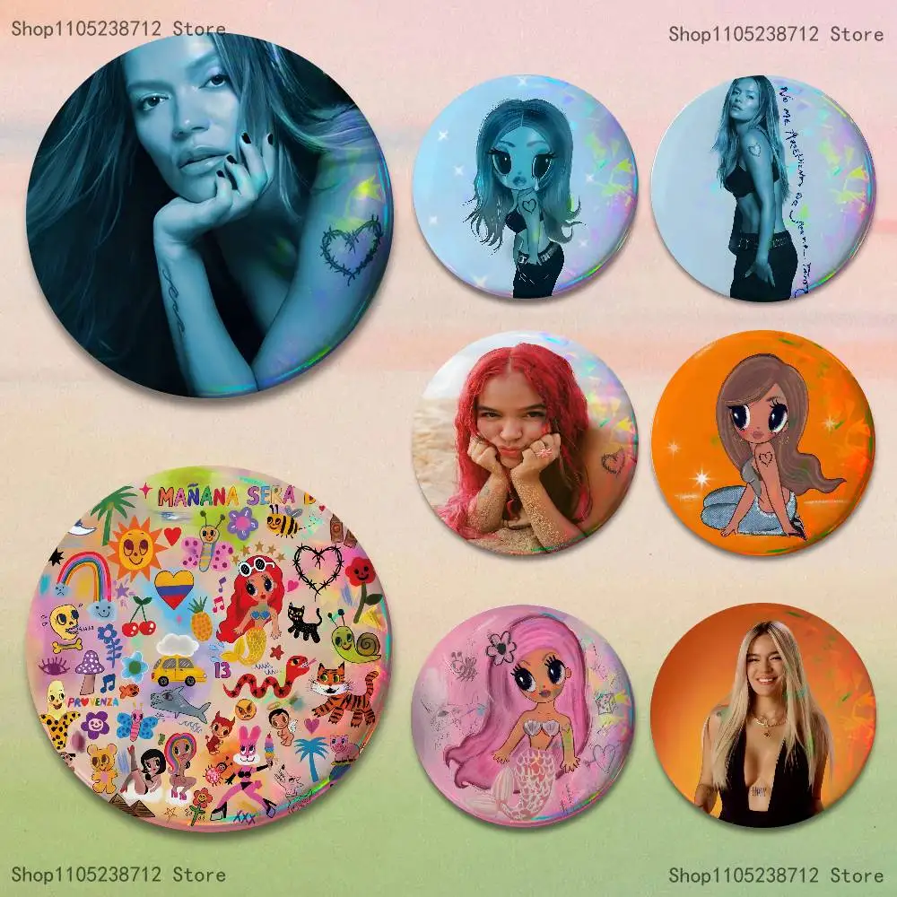 Singer K-Karol G Dibujos Button Pin Bright Printed Icon Gift For Friends Badge Collar Brooch Lapel Pin Metal
