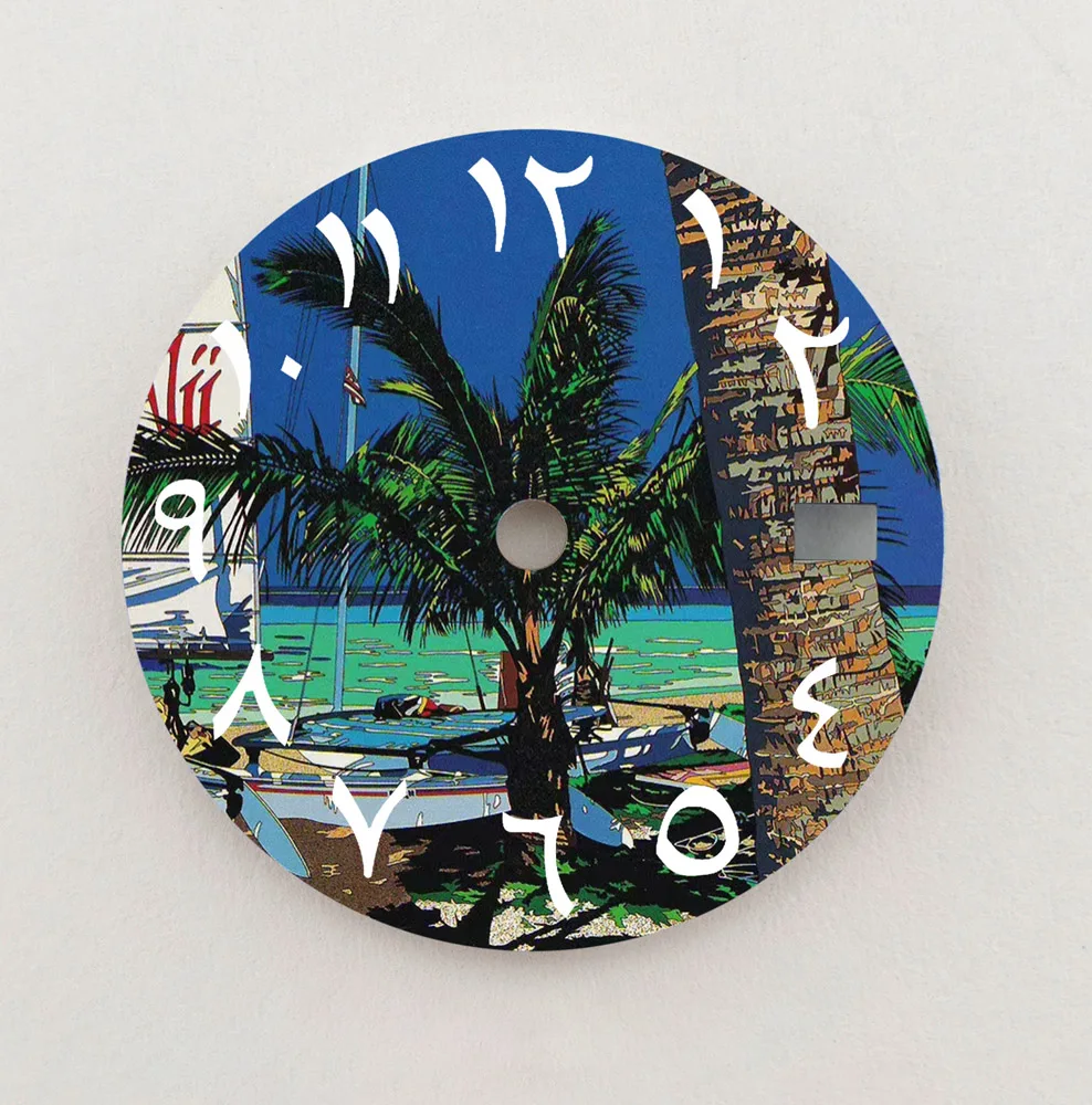 NH35 Dial Ocean Beach Dial 28.5mm Arabic Numerals Dial Fit NH35/NH36 Movement Watch Parts Replacement Accessories Custom Dial
