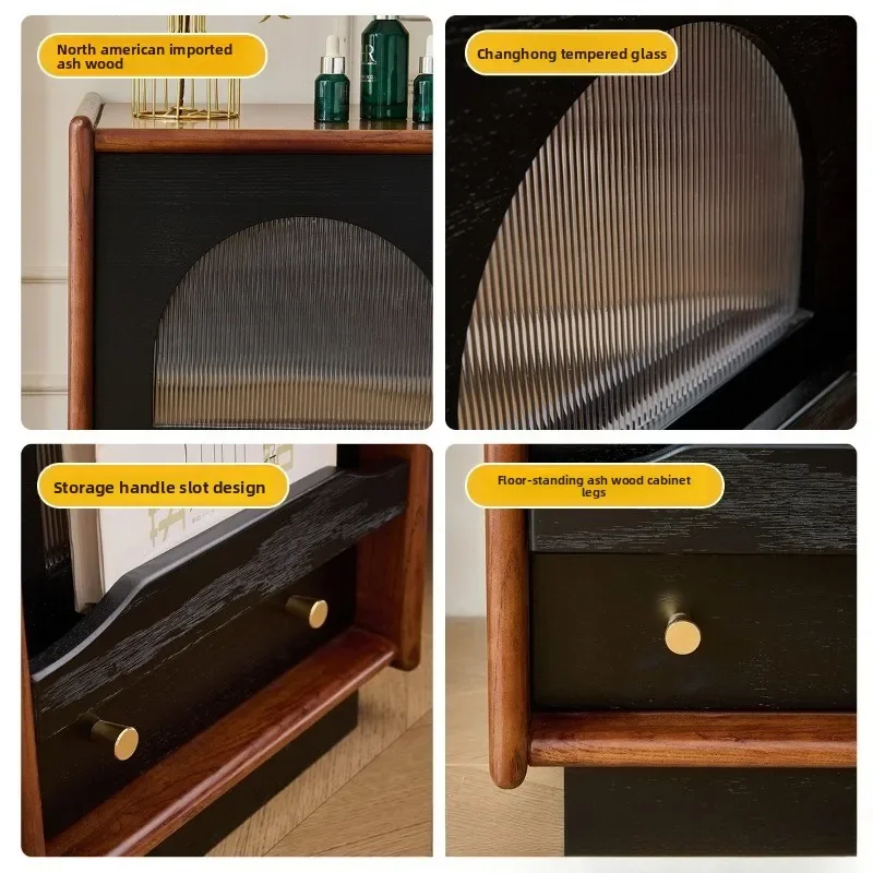 Table de chevet en bois massif de frêne de style rétro français, table de chevet de rangement américaine pour chambre à coucher, petite maison