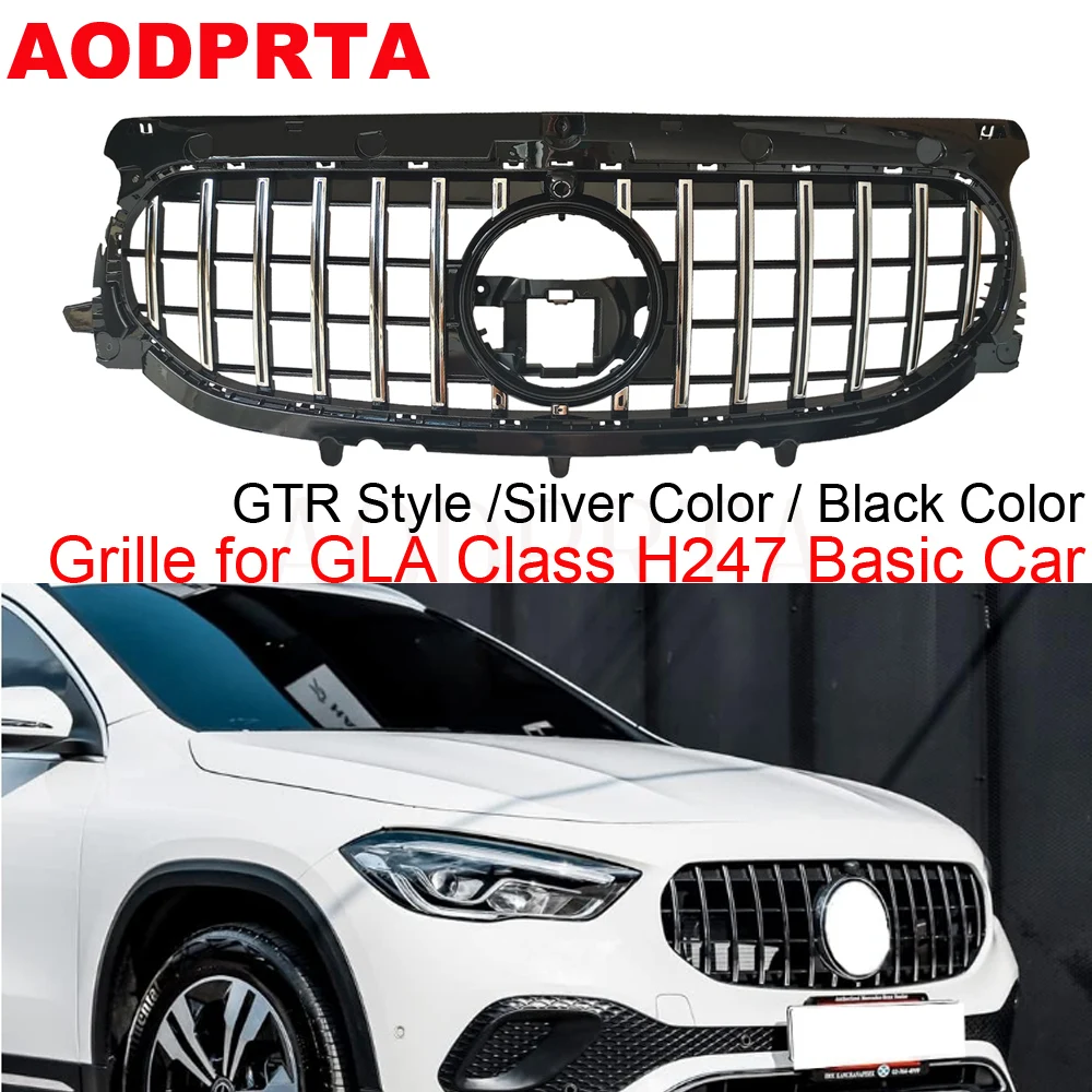 H247 Grille GTR Panamericana Style Front Bumper Grill Mesh Grid Hood for Mercedes GLA Class H247 GLA180 GLA200 2020-2023 Basic