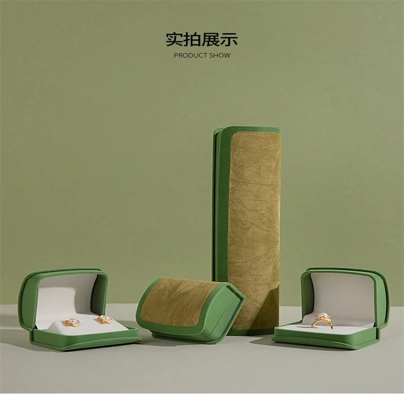 قطعة واحدة من صندوق مجوهرات مخملي متطور منحني مزدوج اللون، قلادة دائرية، صندوق تخزين الأقراط #3