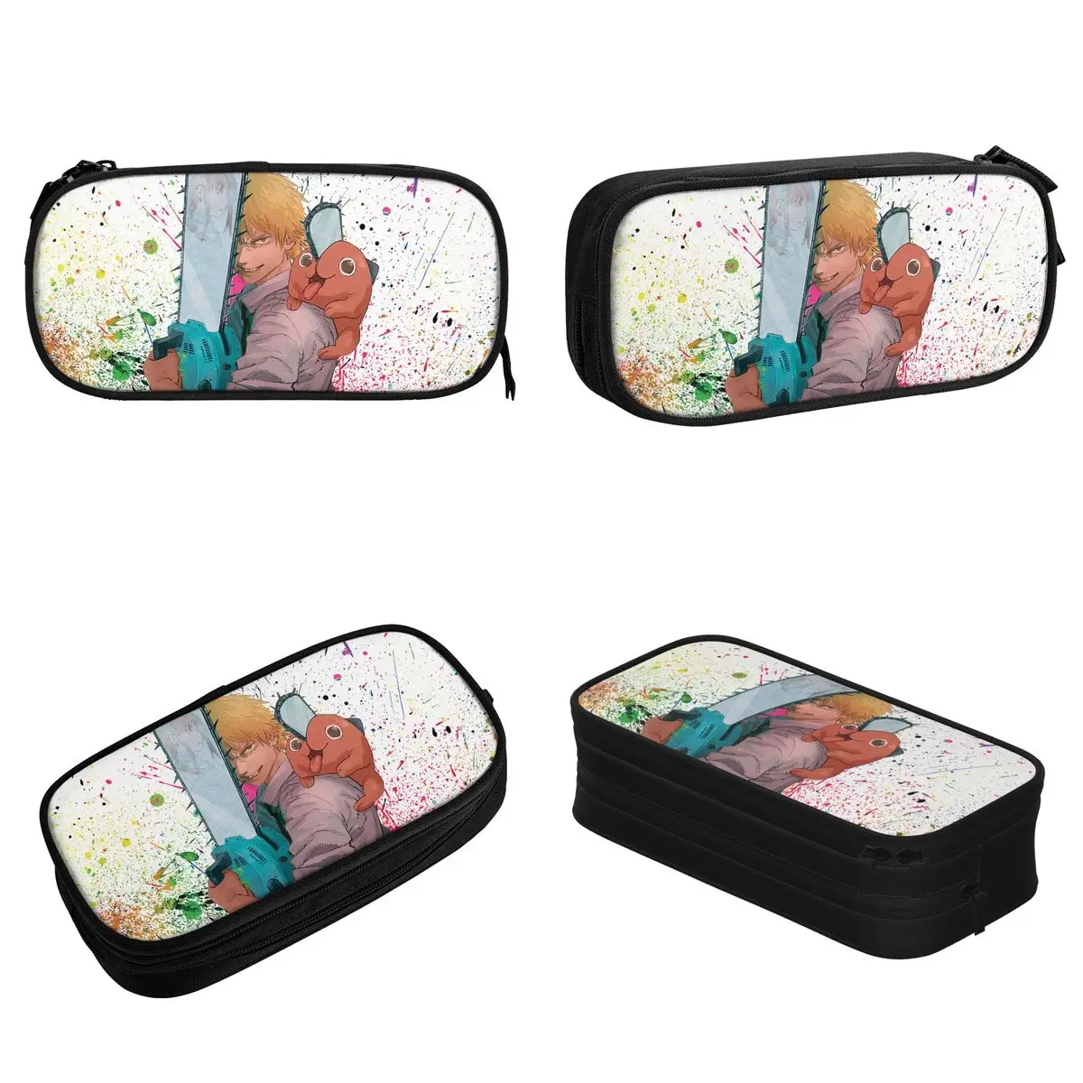 Power Pochita مقلمة بالمنشار رجل أنيمي قلم رصاص الحقيبة صندوق القلم للطلاب حقيبة تخزين كبيرة مكتب الهدايا القرطاسية